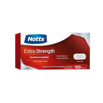 NOTTS Extra Strength 500 mg Caplets with Acetaminophen, Pain Reliever and Fever Reducer for Headache, Backache and Toothache, 100 Count NOTTS buy supplements canada