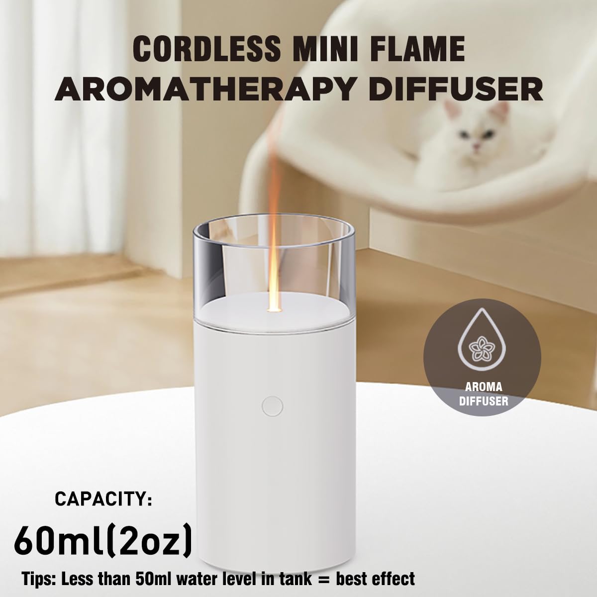 iWeeta Candlelight Diffuser,60ml Rechargeable Battery Operated Low Power Portable 10ml/H Aroma iweeta buy supplements canada