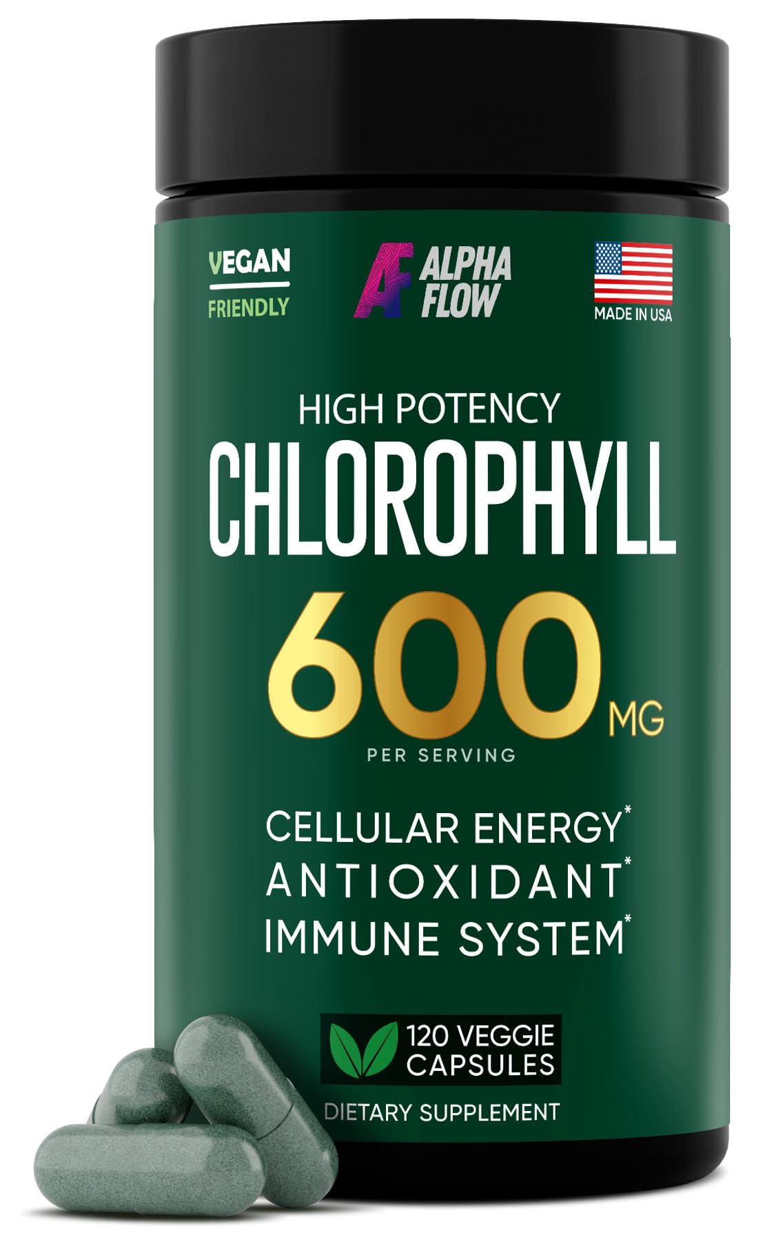 Chlorophyll Capsules 600 mg - Natural Chlorophyll Pills for Women & Men - Highly BioAvailable Alpha Flow buy supplements canada