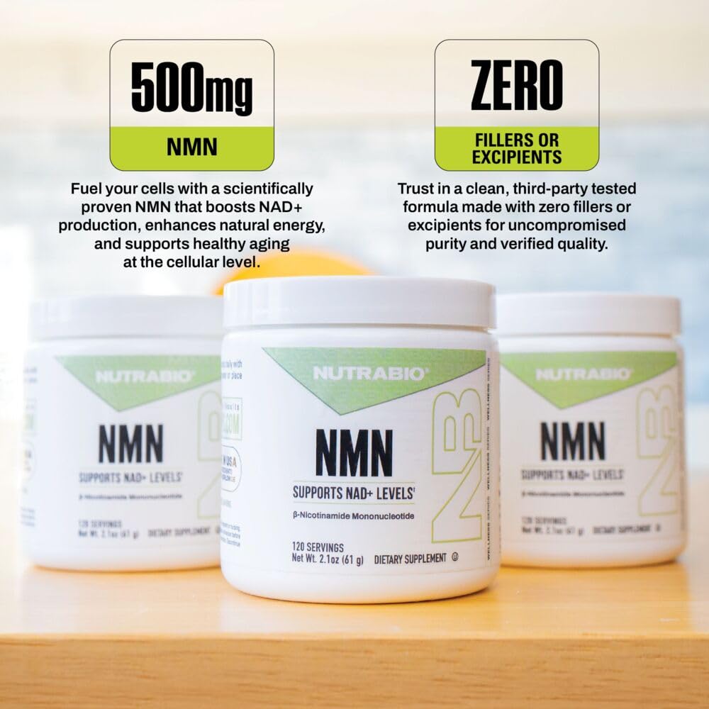 NutraBio NMN - NAD Supplement, Longevity Support, Boost NAD Levels, Increase Cellular Energy, Brain Health, Healthy Aging- 120 Servings NutraBio buy supplements canada