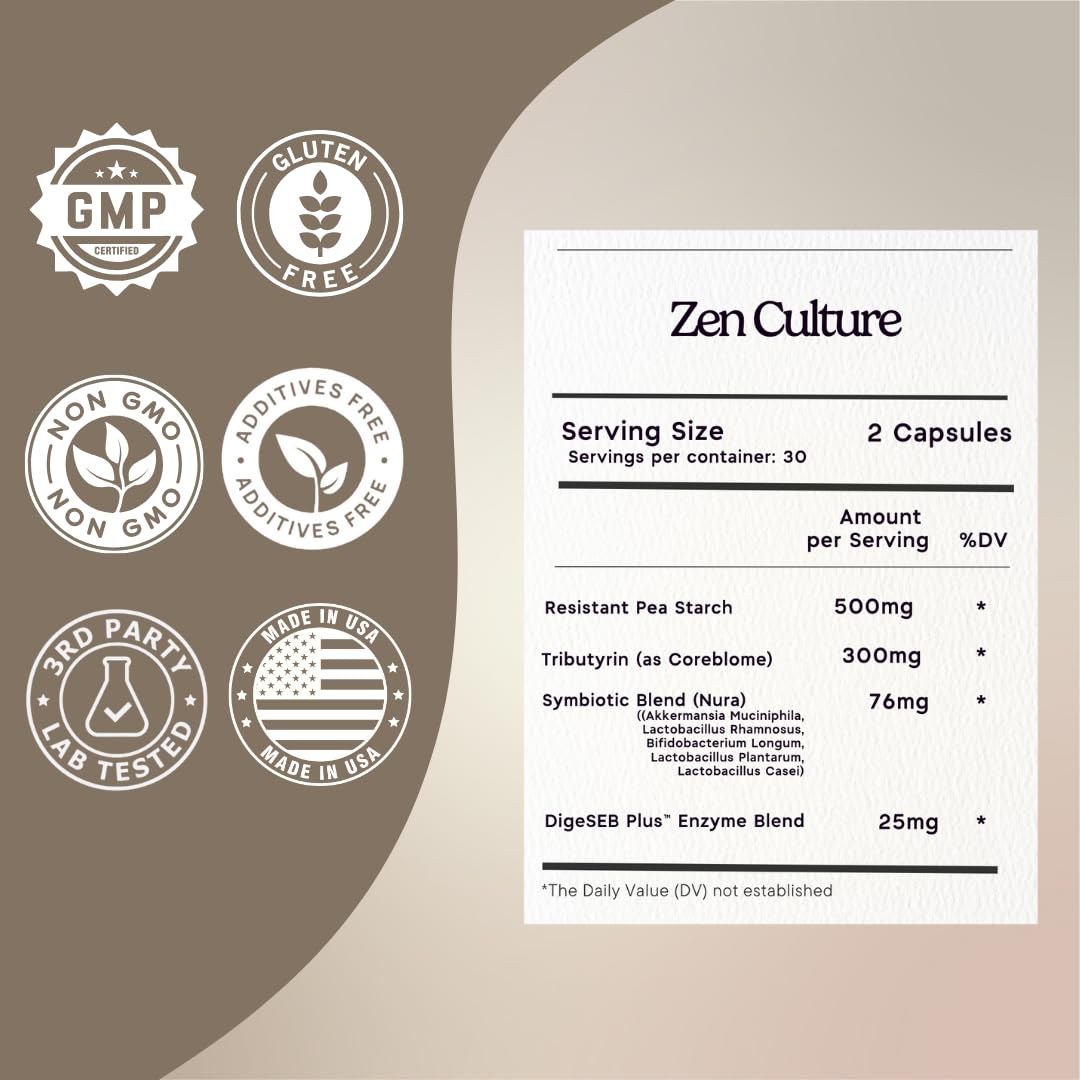 Zen Principle Zenculture™ – 4-in-1 Synbiotic Supplement (Probiotic + Prebiotic + Postbiotic + Digestive Enzymes) with CoreBiome®. Anti Bloating, Immune & Brain-Gut Health. 60 Capsules Zen Principle buy supplements canada
