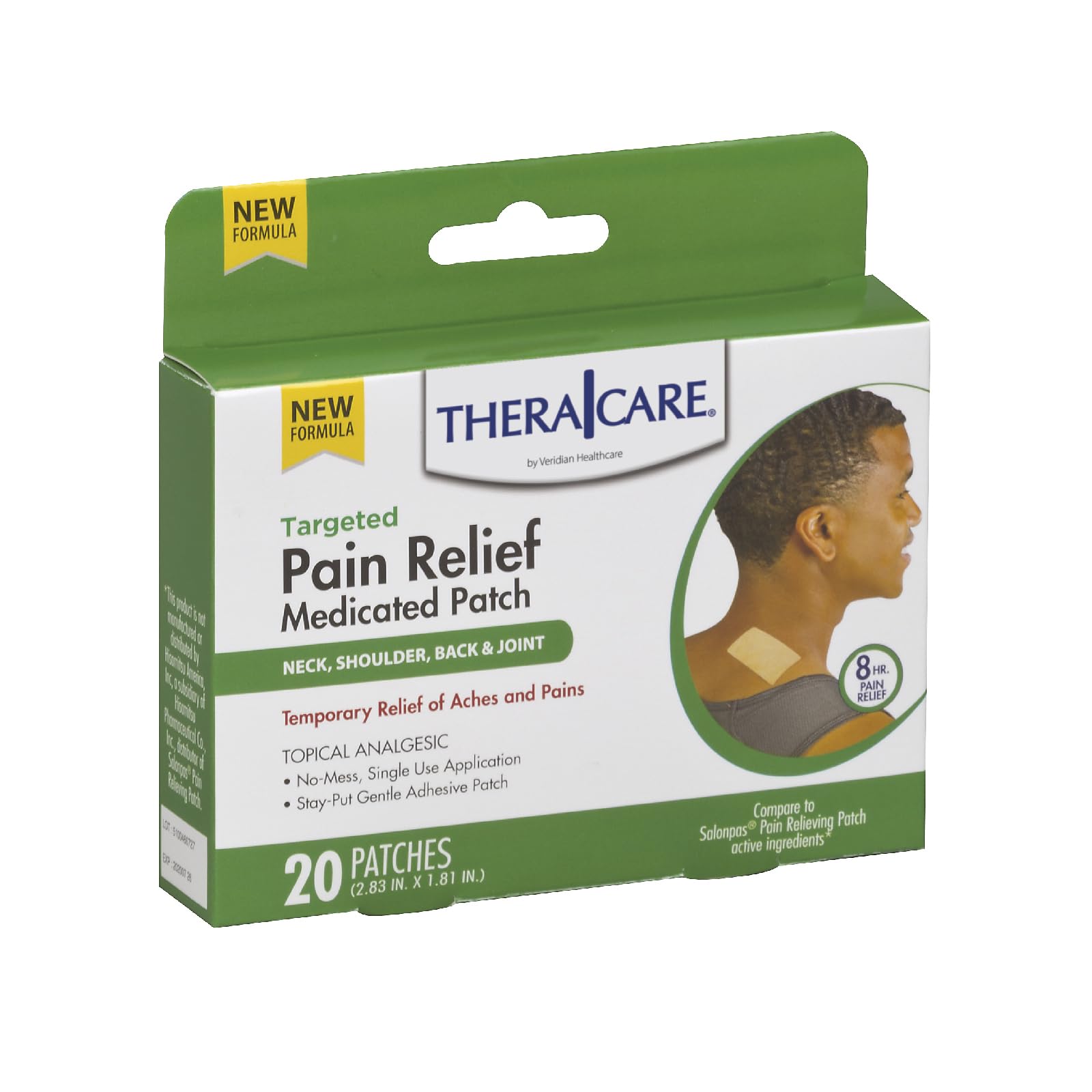 TheraCare Targeted Pain Relief Medicated Patch | Neck, Shoulder, Small Areas | 20-Count | 2.83” x 1.81” | Topical Analgesic | Camphor, Menthol, Methyl Salicylate | Gentle Adhesive Thera Care buy supplements canada