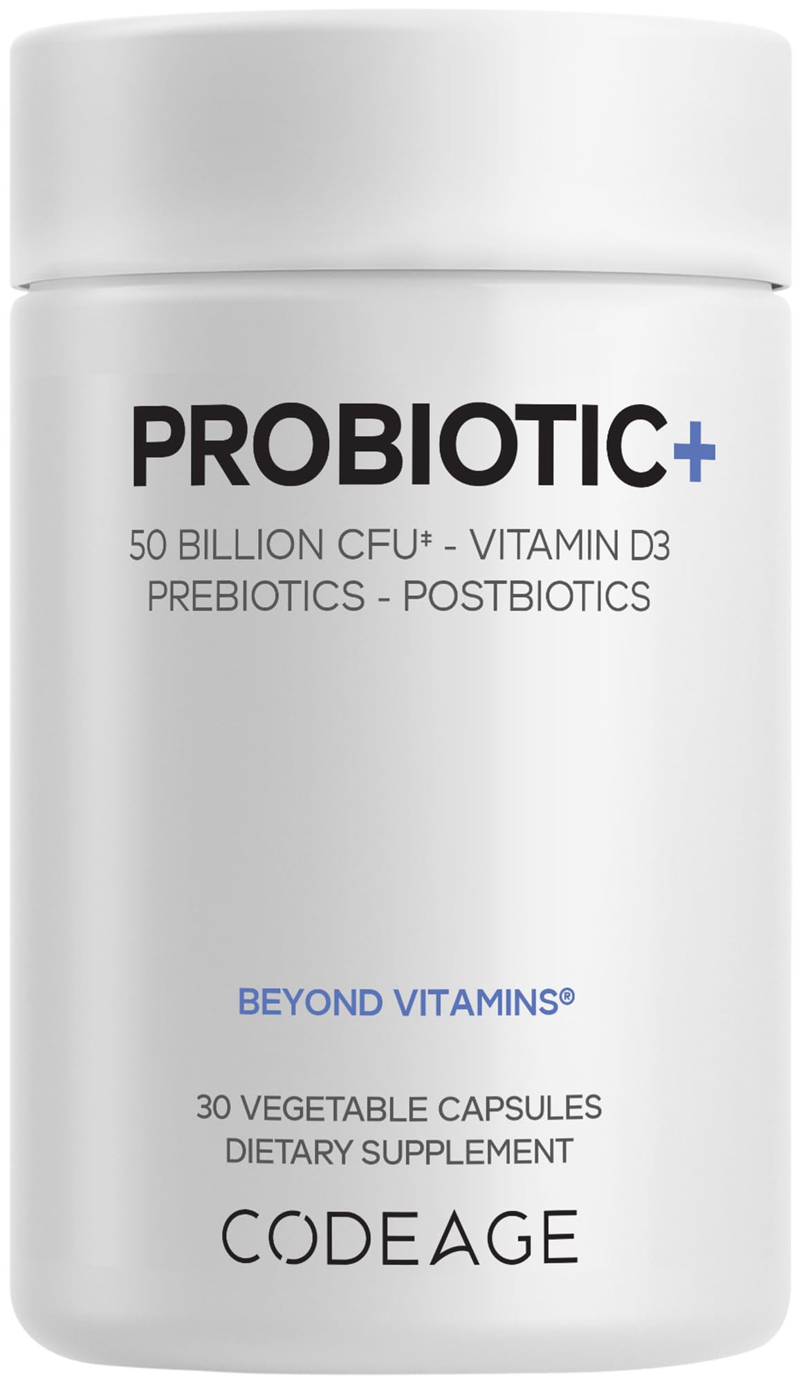 Codeage Probiotic+ 50 Billion CFU** Supplement - 12-Strain Probiotic Blend, Organic Prebiotic Fiber, Postbiotics, Vitamin D3, Zinc Bisglycinate, Quercetin - for Men & Women - Non-GMO - 30 Capsules Codeage buy supplements canada