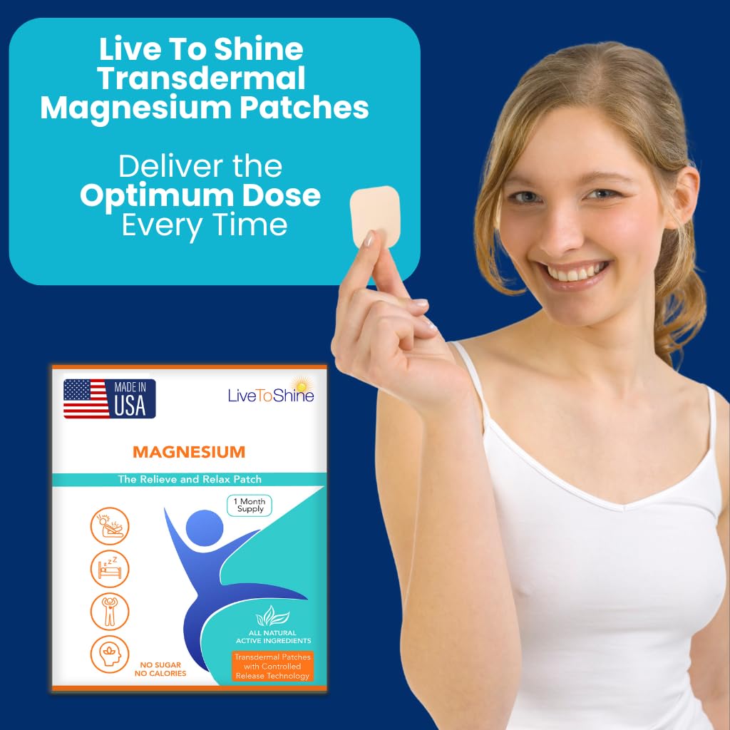 Magnesium Patches for Men and Women - Sleep Support & Relaxation, Muscle Recovery, Nerve Function - USA Made - 30 Premium Fast-Acting, Slow-Release Patches - Live To Shine Live To Shine buy supplements canada