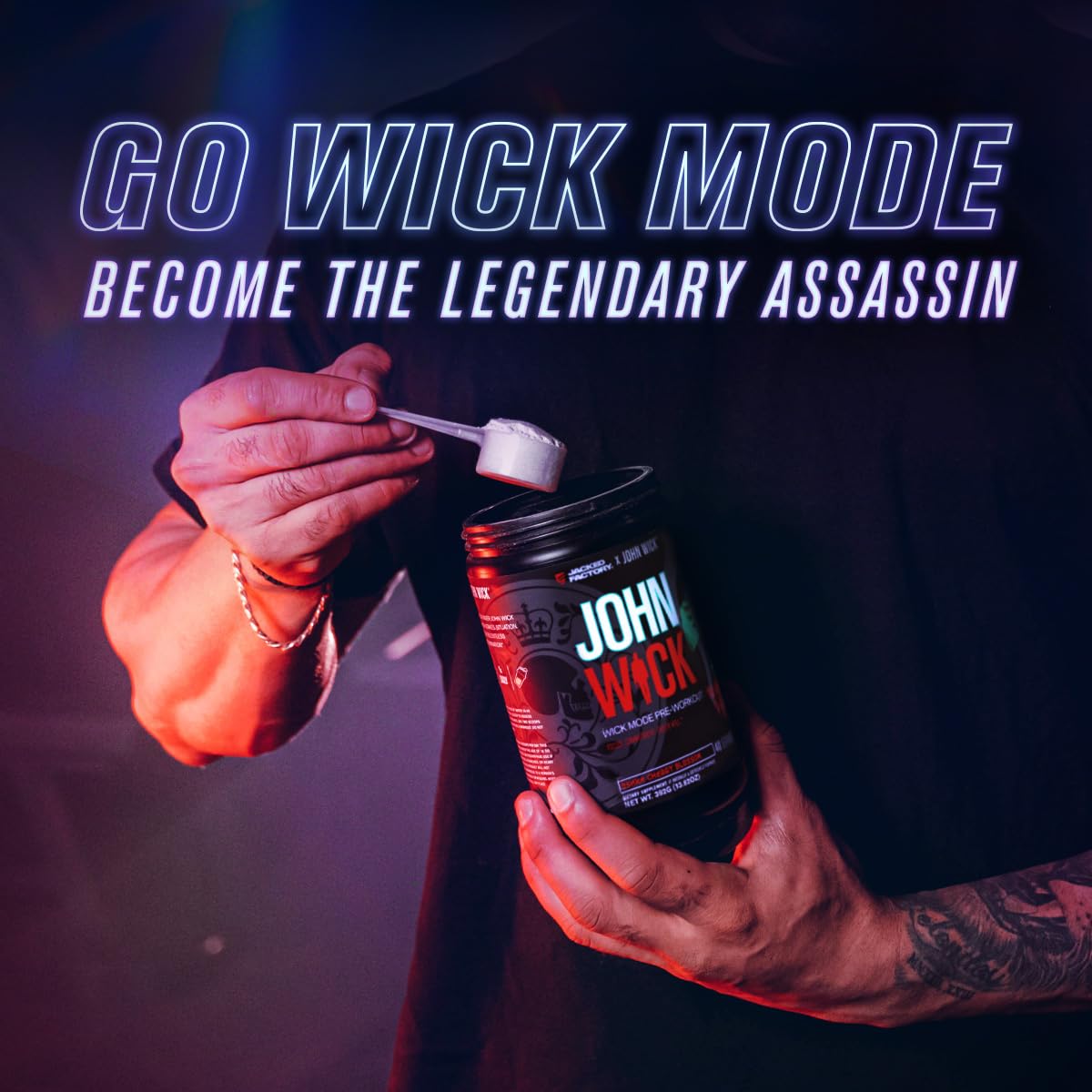 Jacked Factory X John Wick - Wick Mode Pre Workout Powder - Intense Energy, Battle-Ready Focus, Unstoppable Commitment, and Sheer Will Jacked Factory buy supplements canada