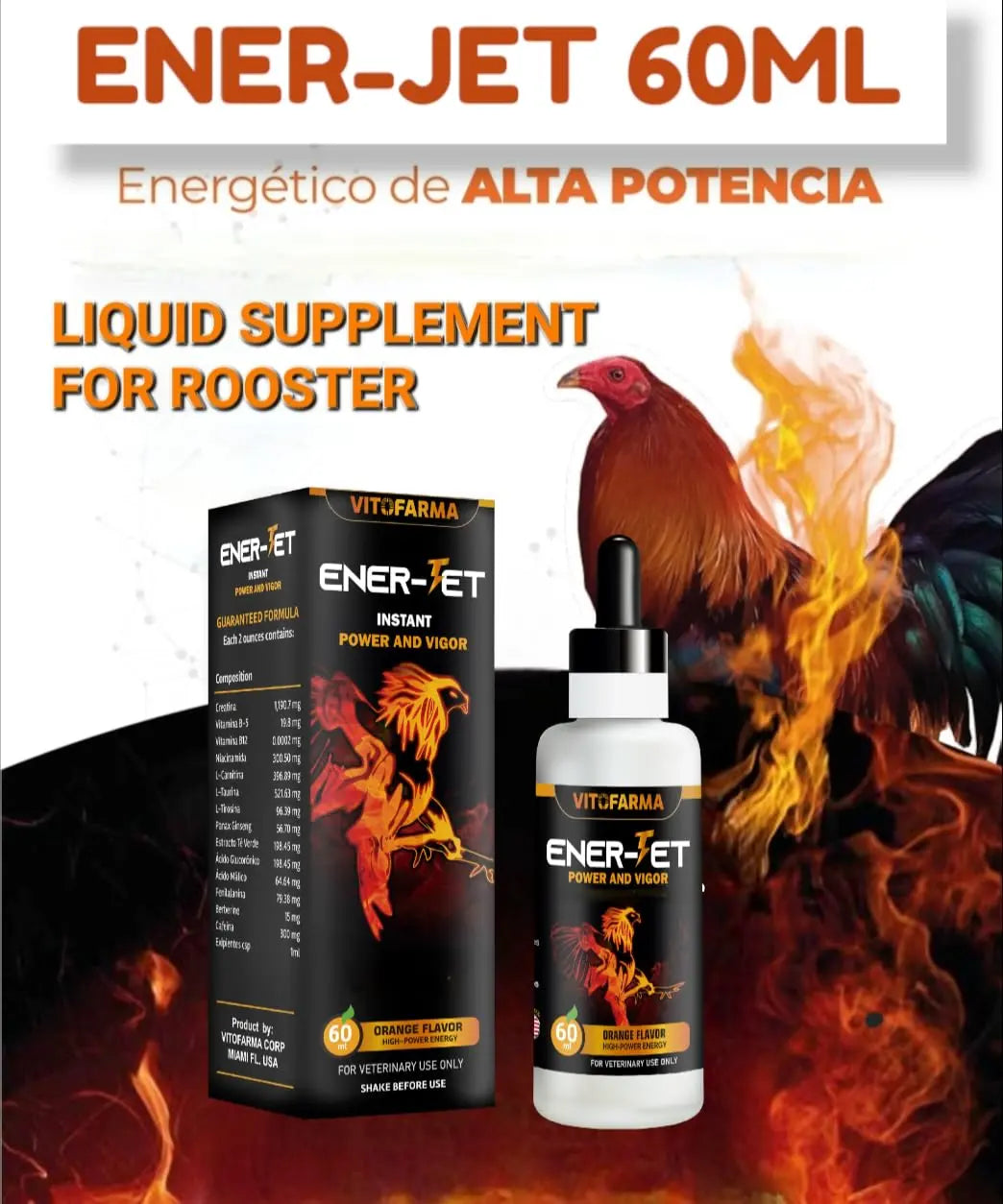 VITOFARMA Ener-Jet Energy Booster for Rooster Natural Multivitamin - Liquid 60 ml VITOFARMA buy supplements canada