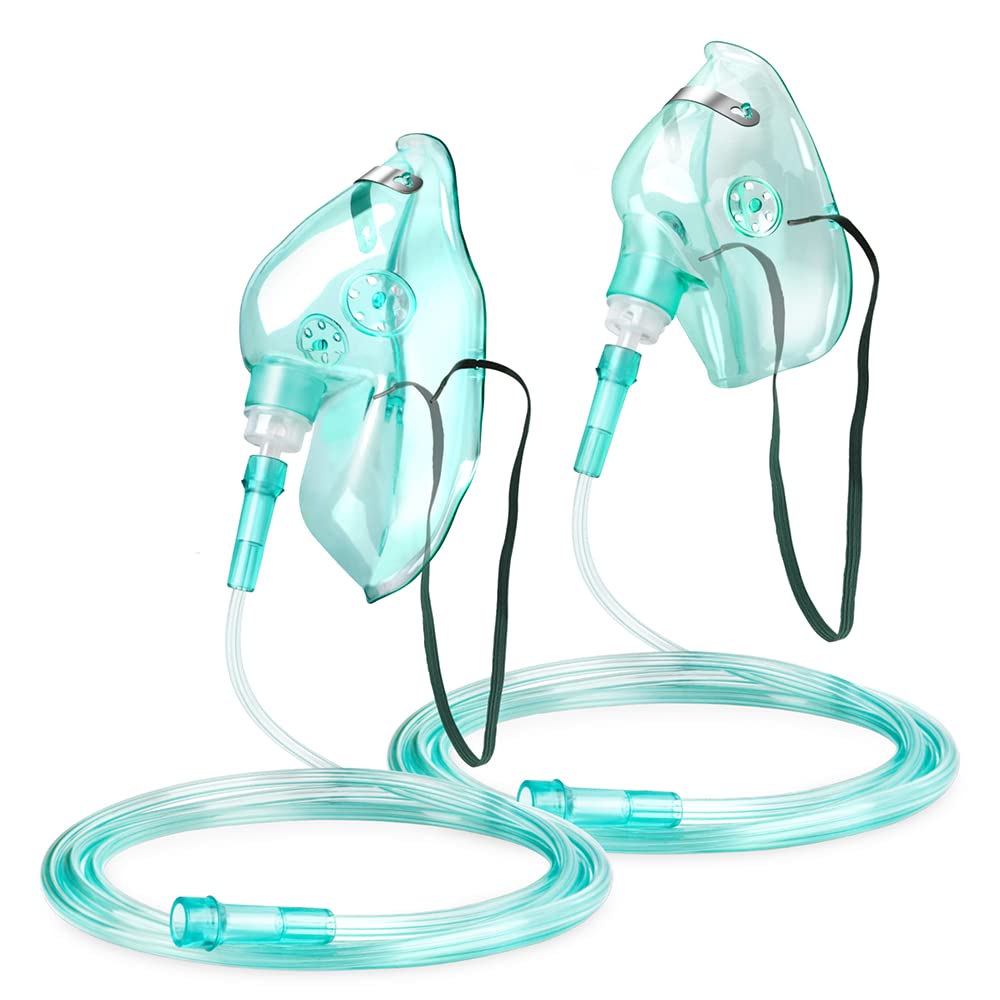 ANSNF 2 Pack Oxygen Mask for Face Adult with 6.6' Tube & Adjustable Elastic Strap - Size M+L ANSNF buy supplements canada