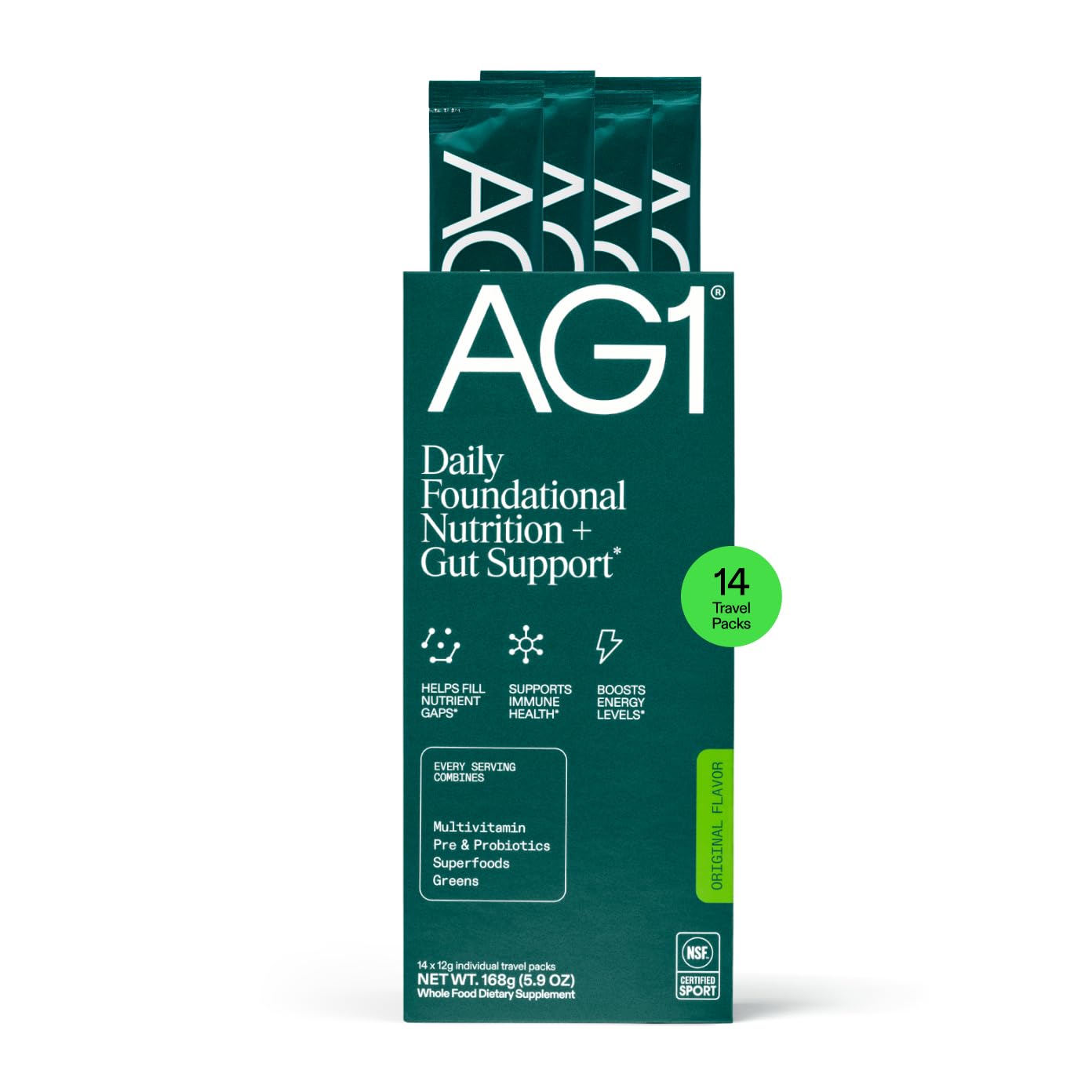 AG1 Athletic Greens Powder Supplement, Improve Gut Health, Multivitamin, Probiotic, Gluten Free, Vegan and Keto Friendly, 75 Vitamins (Travel Packs, 14 Count) - Classic Formula AG1 buy supplements canada