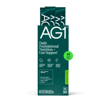 AG1 Athletic Greens Powder Supplement, Improve Gut Health, Multivitamin, Probiotic, Gluten Free, Vegan and Keto Friendly, 75 Vitamins (Travel Packs, 14 Count) - Classic Formula AG1 buy supplements canada