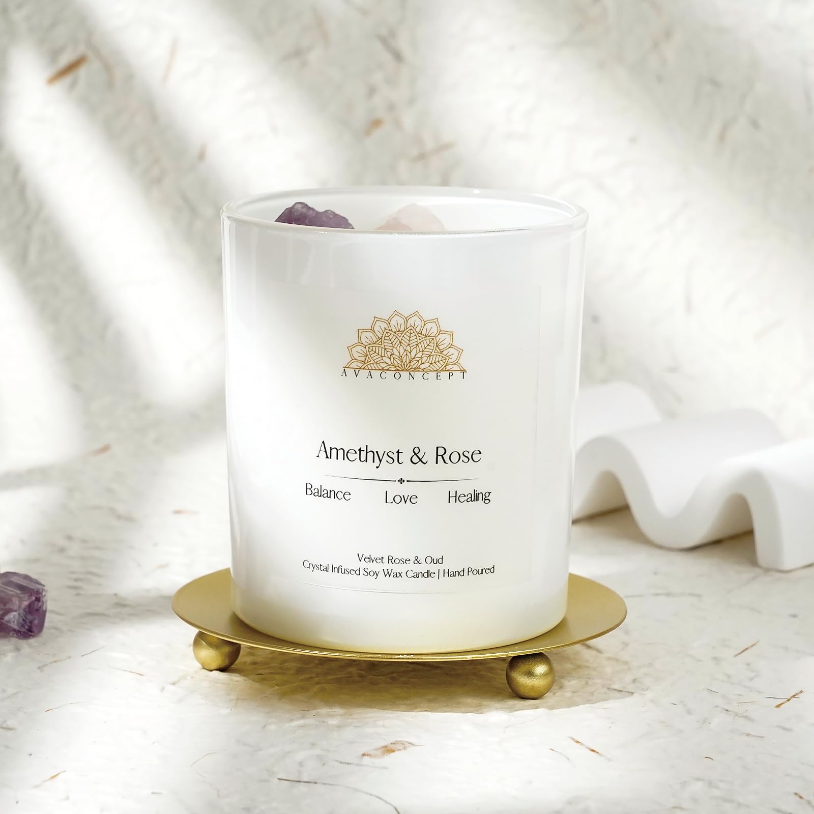 Ava Concept Scented Crystal Candle 10 oz jar Candle (Velvet Rose & Oud) ava concept buy supplements canada