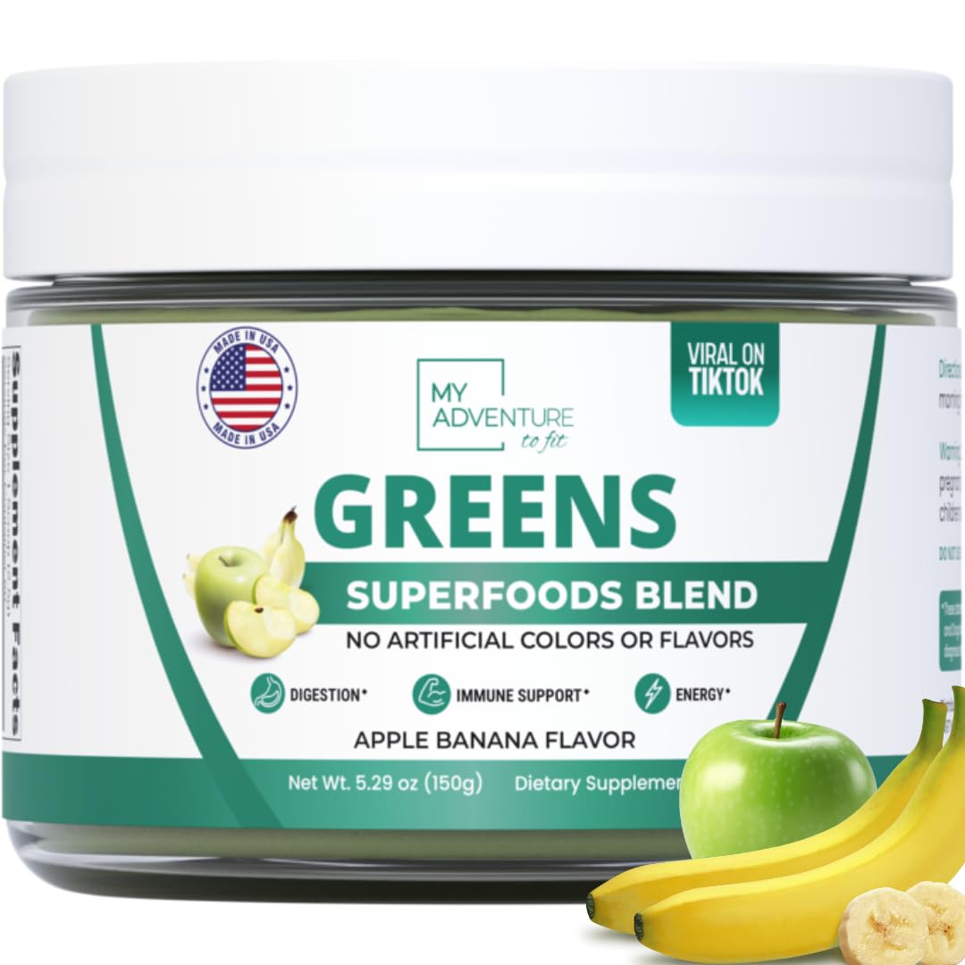 Green Superfood Powder for Digestion & Gut Health - Keto Friendly Superfood Greens Blend Powder for Immune Support - Powdered Greens Supplement for Immune Boost - Apple Banana Flavor My Adventure to Fit buy supplements canada