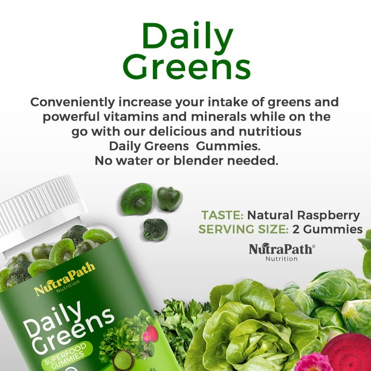 Superfood Daily Greens Gummies - Fruits, Veggies, and Super Foods for Immunity, Energy - 60 Gummies NutraPath buy supplements canada