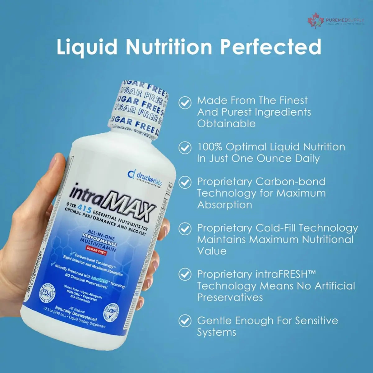 intraMAX Drucker Labs Organic Sugar-Free All-in-One Performance Liquid Multivitamin for Men & Women | Non-GMO, Gluten & Dairy Free | with Magnesium, Zinc, Vitamins D, C & E | 32 oz intraMAX buy supplements canada