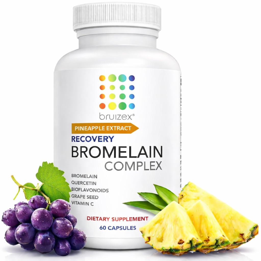 Bruizex Bromelain & Quercetin Recovery Complex - Post Surgery Recovery Bruising, Swelling Relief, Lymphatic Drainage - Post 360 lipo, BBL, Liposuction, Tummy Tuck - Non GMO - 60 Capsules Bruizex buy supplements canada