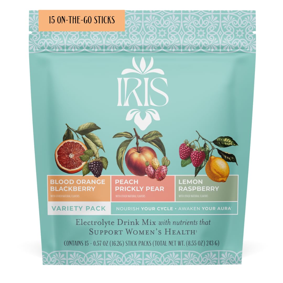 Iris Women’s Hormonal Health Daily Electrolyte Drink Mix | High Fiber, Essential B Vitamins for Mood Support | 40:1 Myo & D‑Chiro Inositol | Variety Pack, Iris buy supplements canada