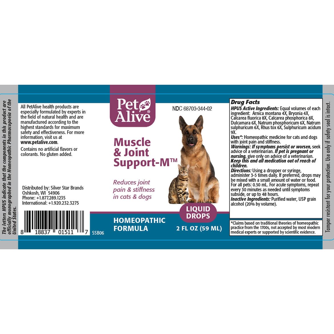 PetAlive Muscle and Joint Support-M - Natural Homeopathic Formula for Joint Pain and Stiffness in Pets - Supports Joint Health and Movement in Dogs and Cats - 59 mL PetAlive buy supplements canada