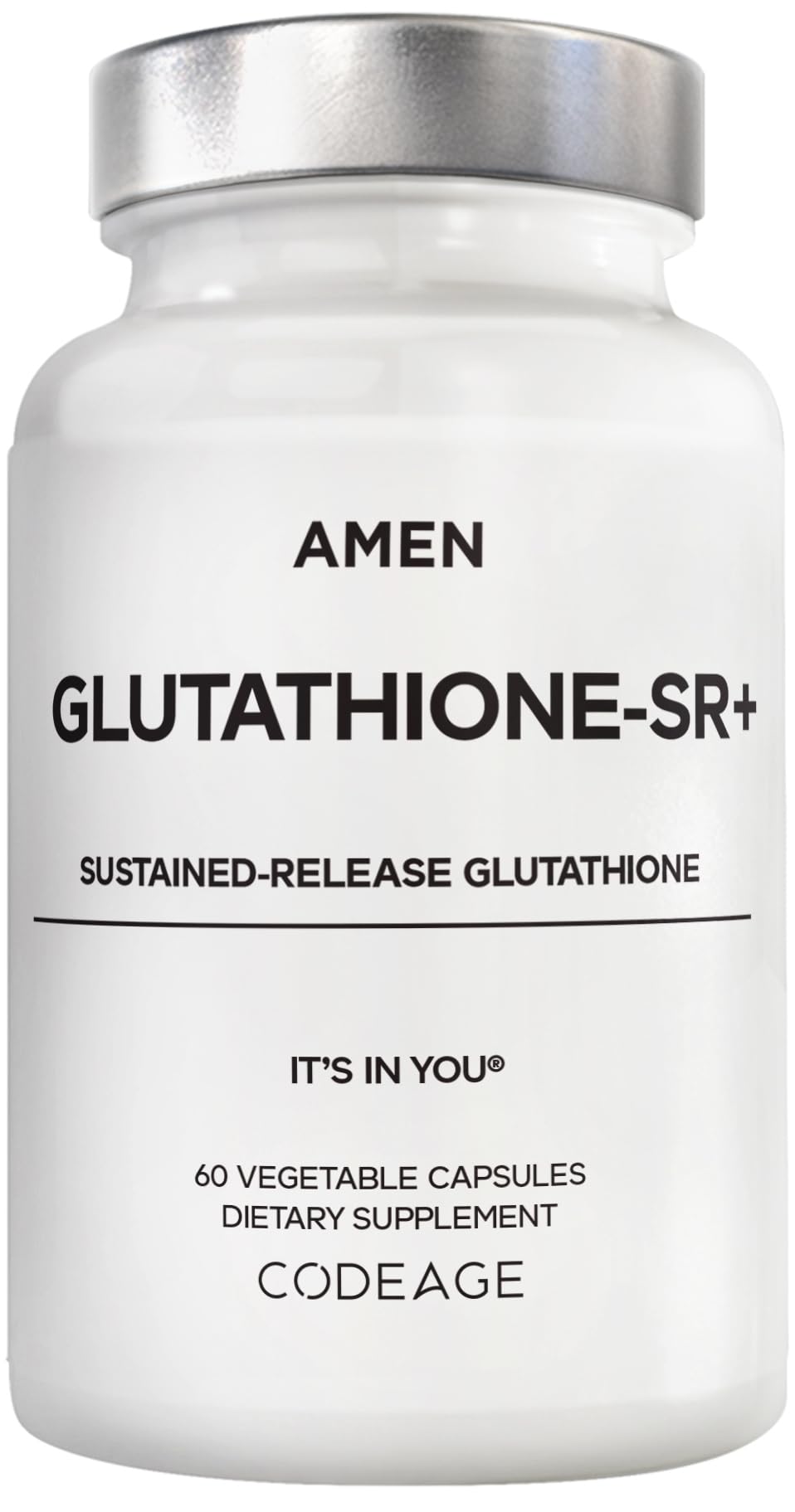 Amen Glutathione-SR+ Advanced Sustained-Release Supplement - 2-Month Supply - Reduced L-Glutathione - Galactomannans Fenugreek Seed - Time-Reduced Matrix - Non-GMO - 60 Capsules Amen buy supplements canada