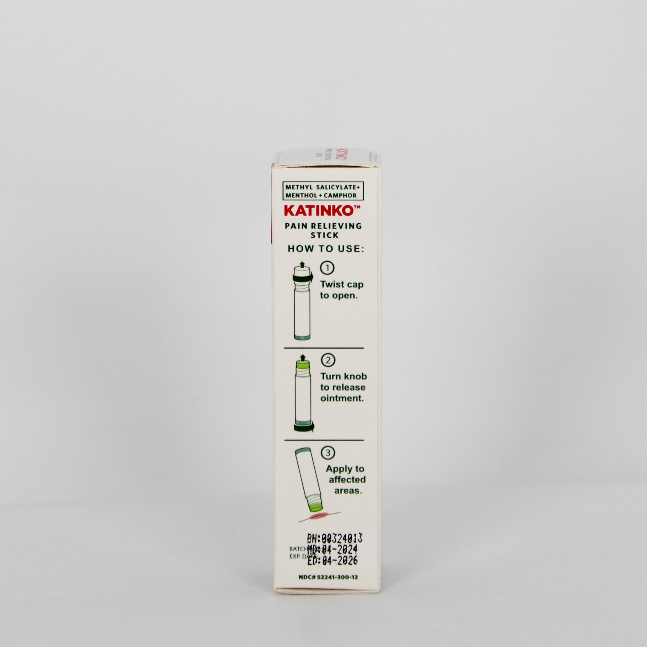 Katinko Pain and Itch Relieving Stick 12g - Effective for Muscle Strain, Neck Stiffness, Rheumatism, and Bruises (4) Katinko buy supplements canada