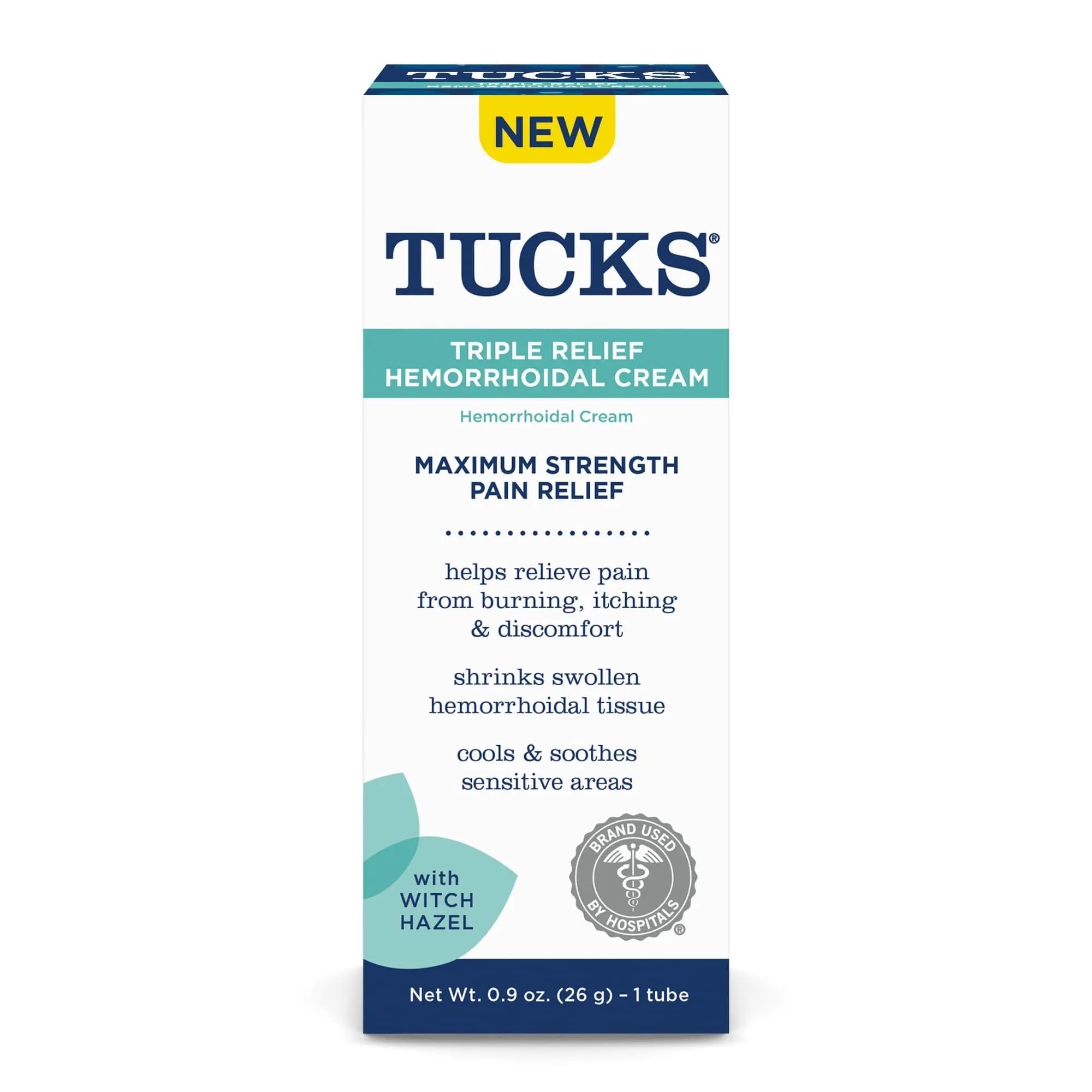 Tucks Triple Relief Hemorrhoidal Cream, Maximum Strength Pain Relief from Burning, Itching and Discomfort, with Witch Hazel, Treatment, Brand Used by Hospitals, 0.9oz. (26g) TUCKS buy supplements canada