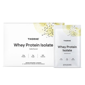 THORNE - Whey Protein Isolate - 21 Grams of Easy-to-Digest Whey Protein Powder - NSF Certified for Sport - Vanilla - 13.79 Ounces - 14 Packets THORNE buy supplements canada