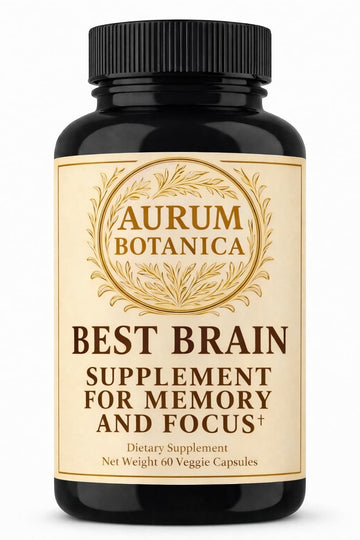 AURUM BOTANICA Best Brain Supplement for Memory and Focus - L-Theanine, Lion's Main, Vitamin B6, B12, D3, Folate, L-Tyrosine, Bacopa Monnieri, Alpha GPC, Theacrine, 30mg of Natural Caffeine (60 Count) AURUM BOTANICA buy supplements canada