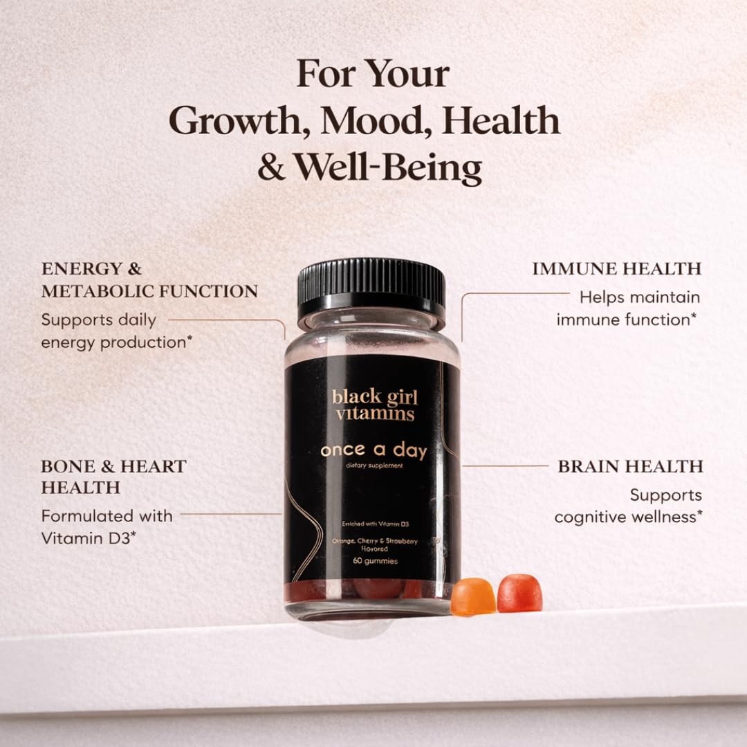 Black Girl Vitamins Once a Day - Womens Multivitamin Gummy - Vitamin A, B, C, E and Zinc. Multivitamin for Women, Immune Support. Vegan Black Girl Vitamins buy supplements canada