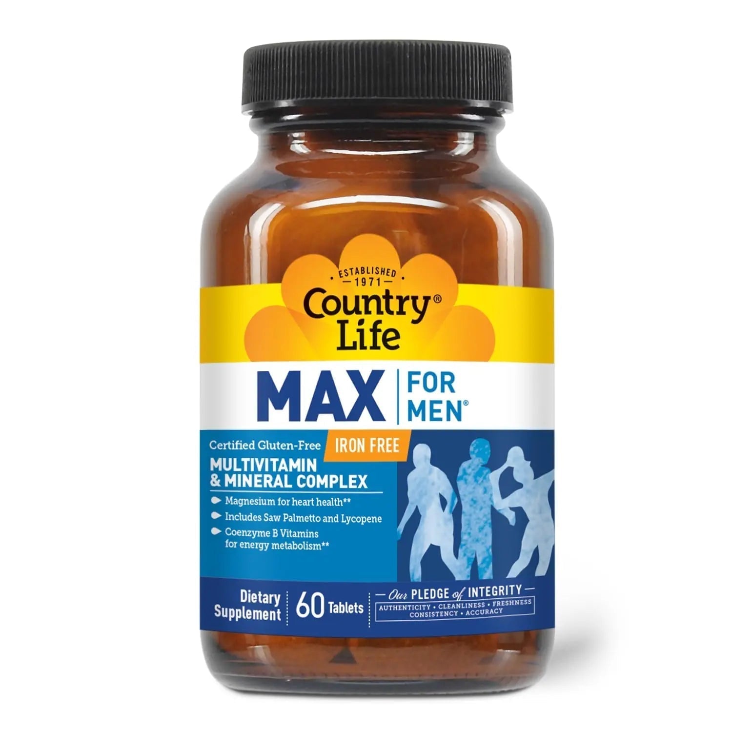 Country Life Max for Men, Multivitamin & Mineral complex, Iron-Free, Vegetarian Tablets, 60 Count, Certified Gluten Free, Certified Vegetarian Country Life buy supplements canada