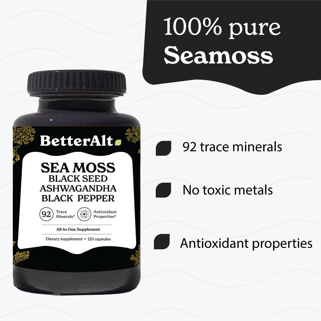 Better Alt Sea Moss Capsules- Irish Sea Moss with Black Seed Oil, Ashwagandha & Black Better Alt buy supplements canada