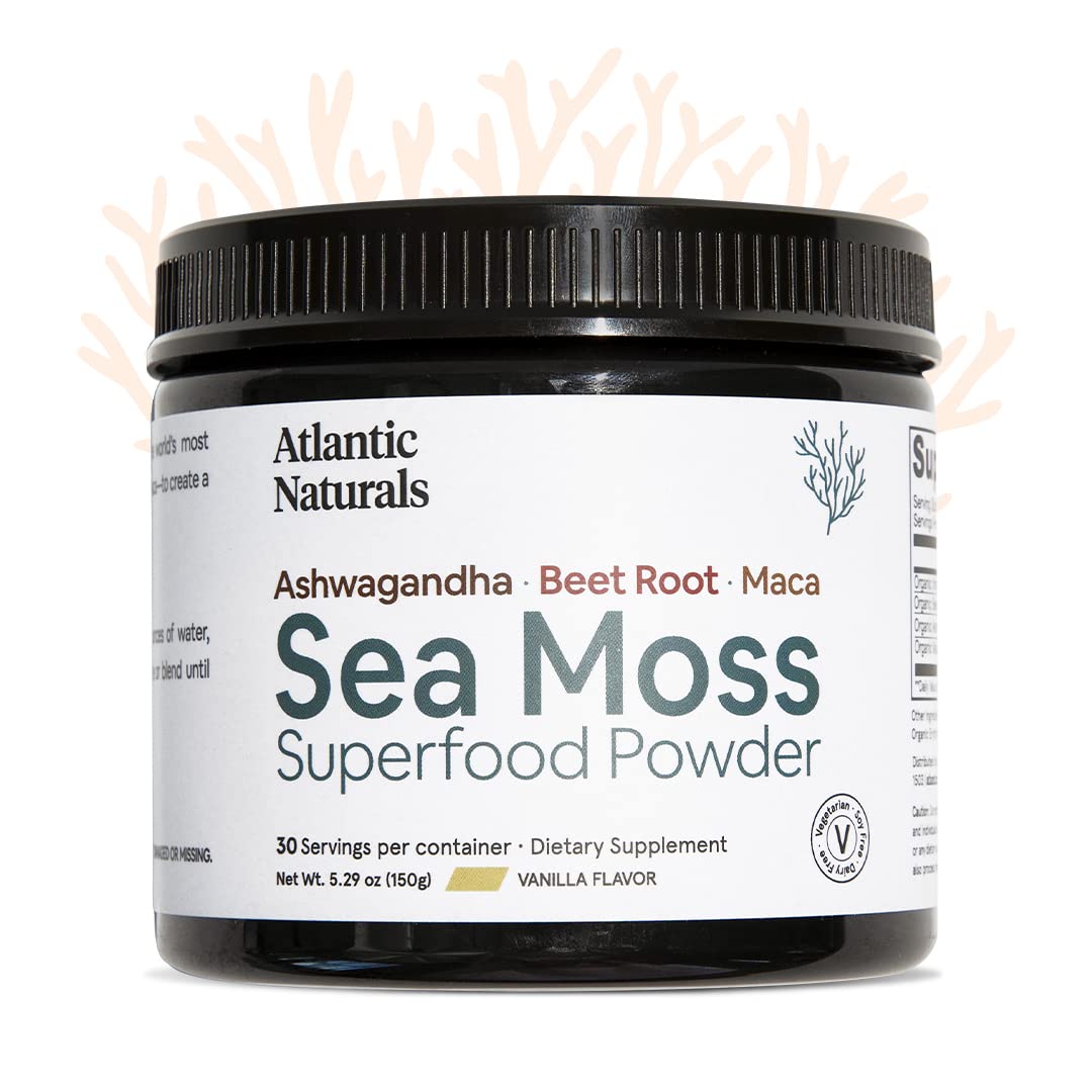 Organic Sea Moss Superfood Powder with Ashwagandha, Beet Root, and Maca Atlantic Naturals buy supplements canada