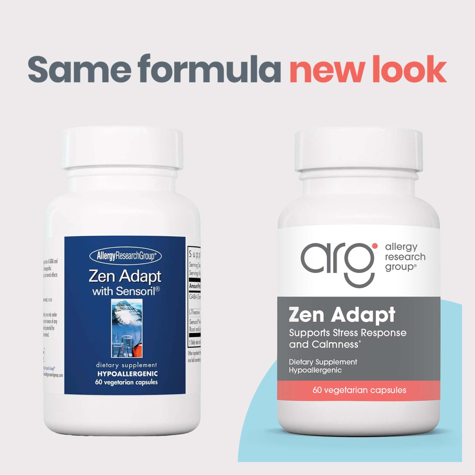 ARG Zen Adapt - 200 mg L-Theanine, 125 mg Ashwagandha & 550 mg GABA - Supports Stress Response and Calmness - Vegetarian Capsules - Hypoallergenic Formula - 30 Servings - 60 Capsules Allergy Research Group buy supplements canada