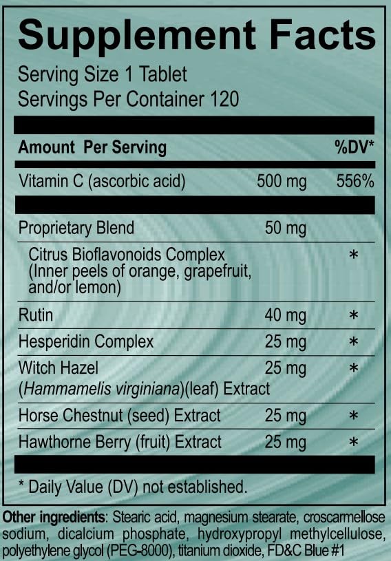 Vasoflex Vitamin C, Citrus Bioflavonoids Complex, Rutin, Hesperidin Complex, Witch Hazel Extract, Horse Chestnut Extract, Hawthorne Berry Extract Leg Vein Supplement Tablets, 120ct Vasoflex buy supplements canada