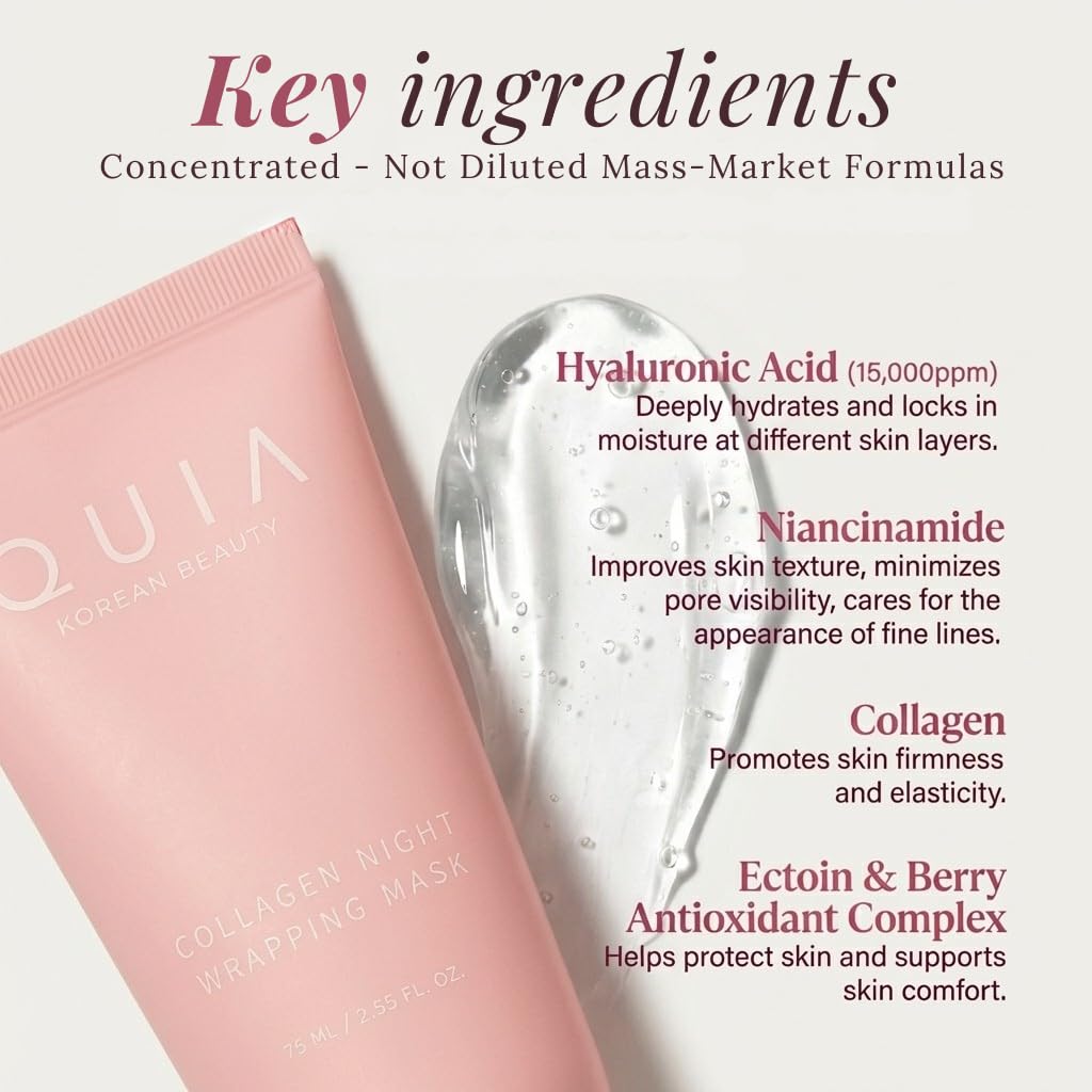 QUIA Collagen Wrapping Mask 75ml - Clinical +92% Firmer Appearance - Overnight Glass Skin Peel Off - Korean Skincare QUIA Beauty buy supplements canada