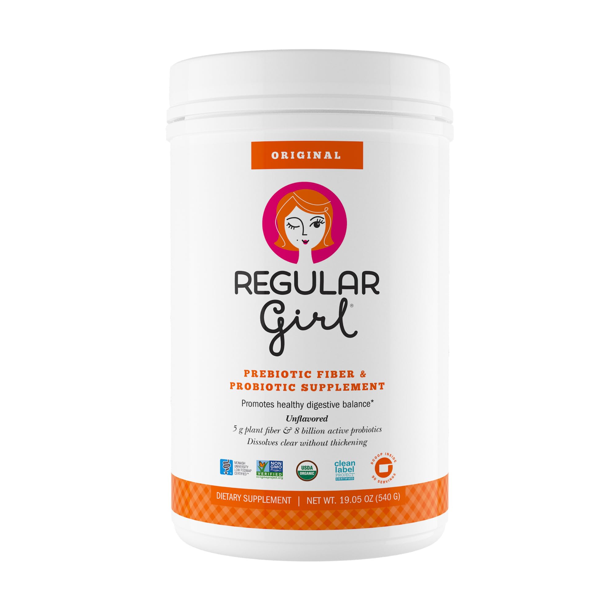 Regular Girl Organic Powder, Prebiotic Fiber Supplement and Probiotics for Women, Low FODMAP, 90 Day Bulk Supply, Unflavored, 90 Servings Regular Girl buy supplements canada
