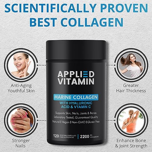 Applied vitamin Marine Collagen Capsules 2000mg-Enhance with Hyaluronic Acid, Zinc, Vitamin C & Biotin 120 Applied Vitamin buy supplements canada