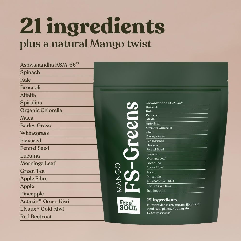 FS-Greens | 21 Advanced Greens, Superfoods, and Adaptogens Including KSM-66 Free Soul buy supplements canada