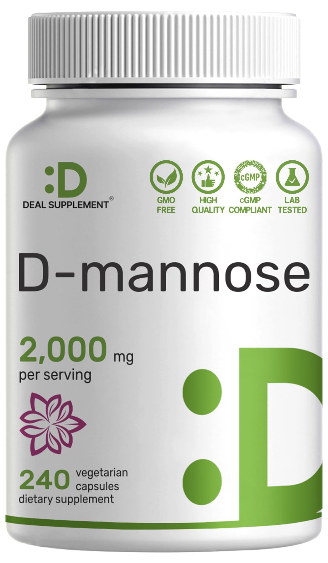 DEAL SUPPLEMENT D Mannose 500mg Capsules (2,000mg Per Serving), 240 Veggie Pills – Fast Acting Water-Soluble Form – Extra Strength Urinary Tract (UTI) Health Support – Non-GMO, Vegan Friendly DEAL SUPPLEMENT buy supplements canada
