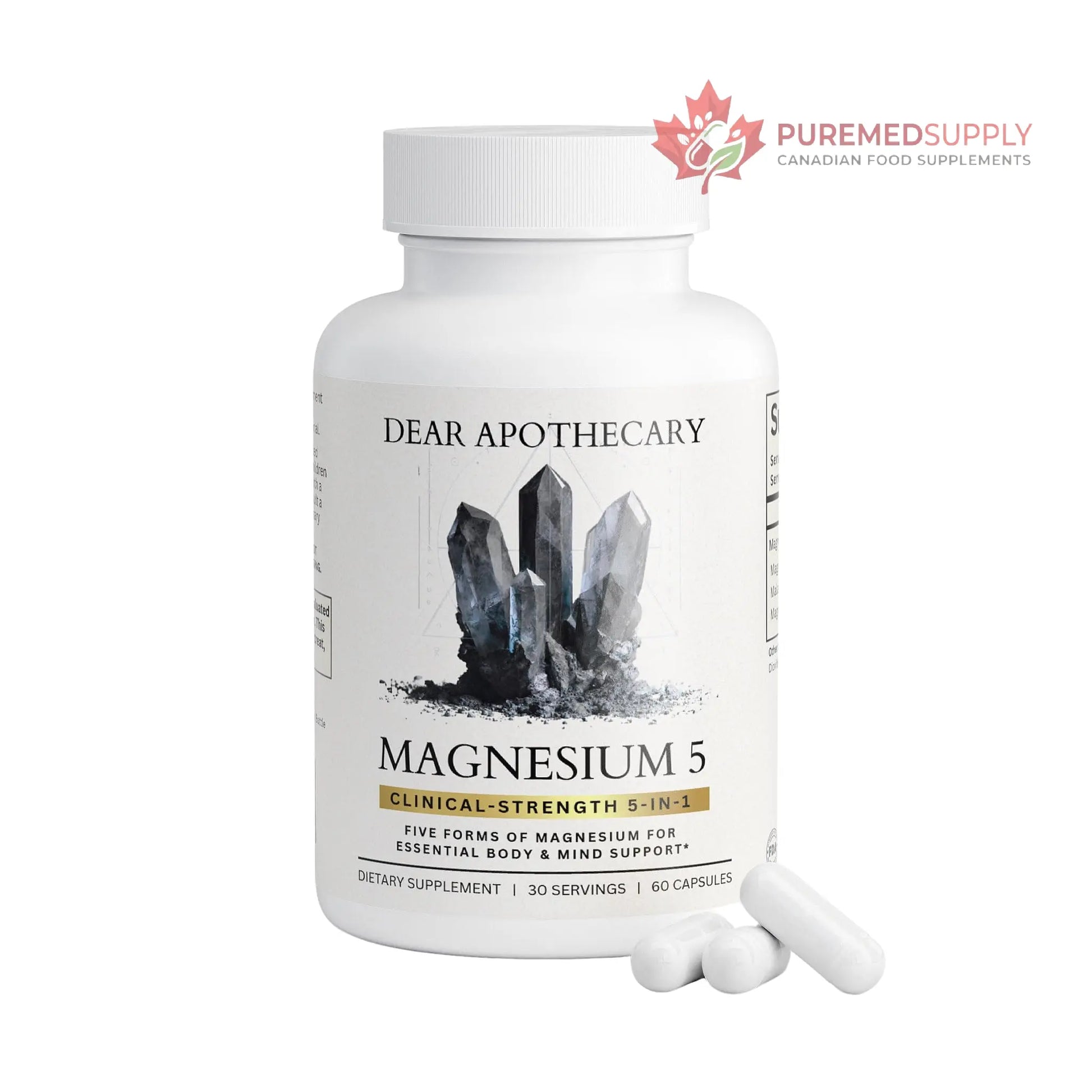 Magnesium Complex Supplement - 5 Forms Citrate Glycinate Malate Oxide Aquamin - Multi Magnesium Blend - High Absorption Chelated - Essential Mineral - Non-GMO Gluten-Free - 60 Capsules Dear Apothecary buy supplements canada