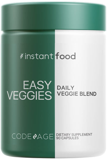 Codeage Instantfood Easy Veggies, Over 15 Vegetable Powders Equivalent All-in-One, Daily Vegan Blend, Whole Food Greens Vitamins Supplement Capsules, Phytonutrients Multivitamin, Non-GMO, 90 Capsules Codeage buy supplements canada