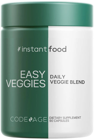 Codeage Instantfood Easy Veggies, Over 15 Vegetable Powders Equivalent All-in-One, Daily Vegan Blend, Whole Food Greens Vitamins Supplement Capsules, Phytonutrients Multivitamin, Non-GMO, 90 Capsules Codeage buy supplements canada