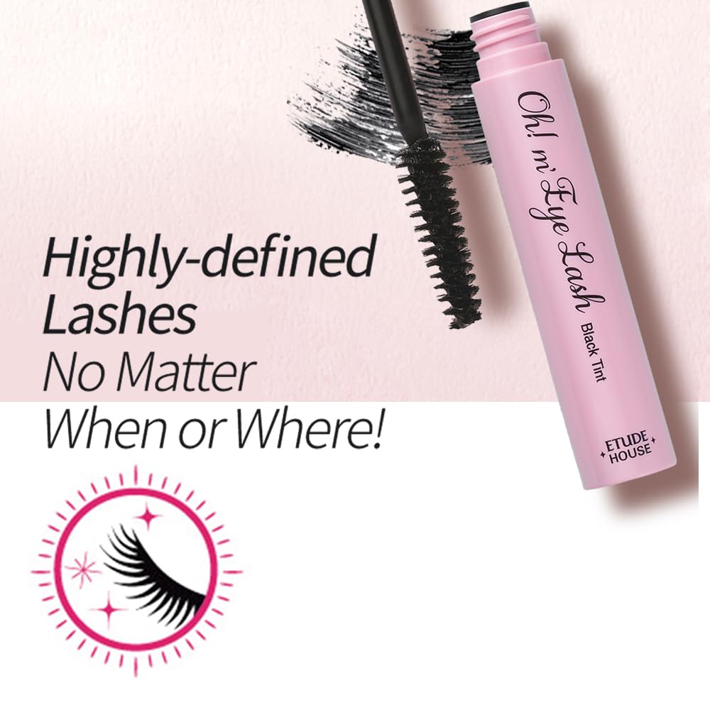 ETUDE Oh M'Eye Lash Black Tint Mascara – Natural Glossy Effect with Long Lasting Strong Curl System, Volume Enhancing, Smudge-Free, Improved fixation and water resistance, Korean Makeup, Kbeauty ETUDE buy supplements canada