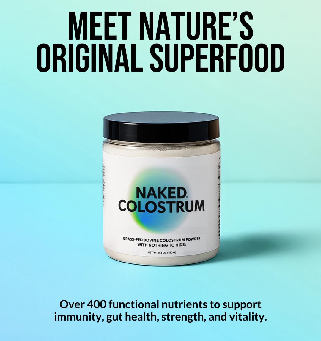 NAKED Colostrum Powder – 100% Grass-Fed Bovine Colostrum Supplement from US Farms | Tested at 20%+ IgG | Gut Health, Immunity, Recovery & Skin Support - 150 Servings NAKED buy supplements canada