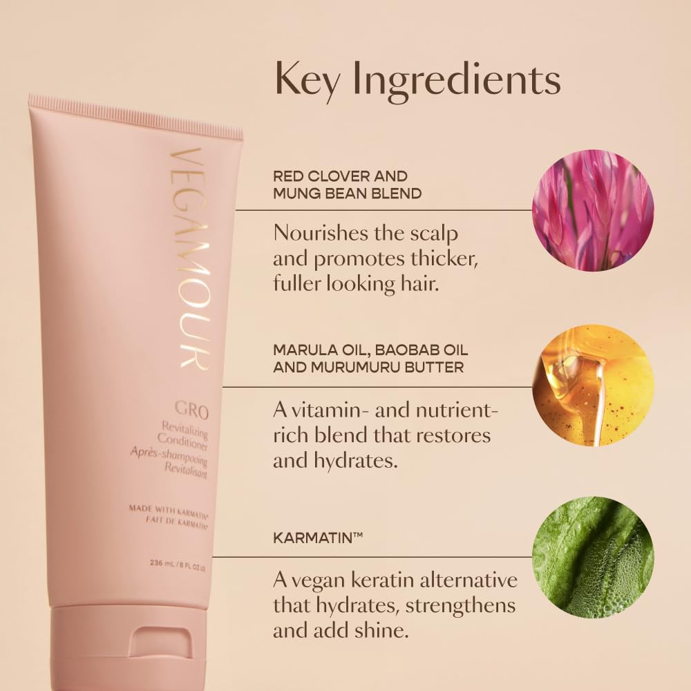 VEGAMOUR GRO Revitalizing Conditioner | Smooths, Strengthens and Adds Shine to Thinning Hair | Clean, Vegan, Cruelty-Free, Clinically Proven and Color Safe (8 Fl Oz) VEGAMOUR buy supplements canada
