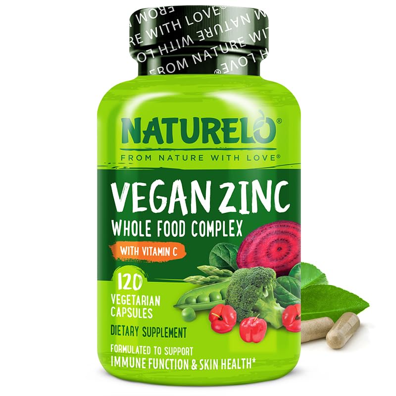 NATURELO Vegan Zinc Immune Support Capsules - Whole Food Complex with Vitamin C for Healthy Skin, Hair, and Nails - 120 Capsules NATURELO buy supplements canada