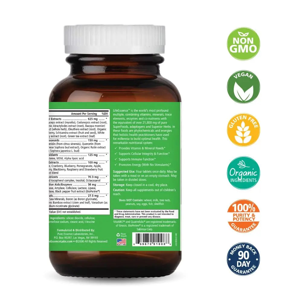 PURE ESSENCE LABS LifeEssence Multivitamin for Women and Men - Natural Herbal Supplement - Vitamin D, Vitamin D3, Vitamin B12 PURE ESSENCE LABS buy supplements canada