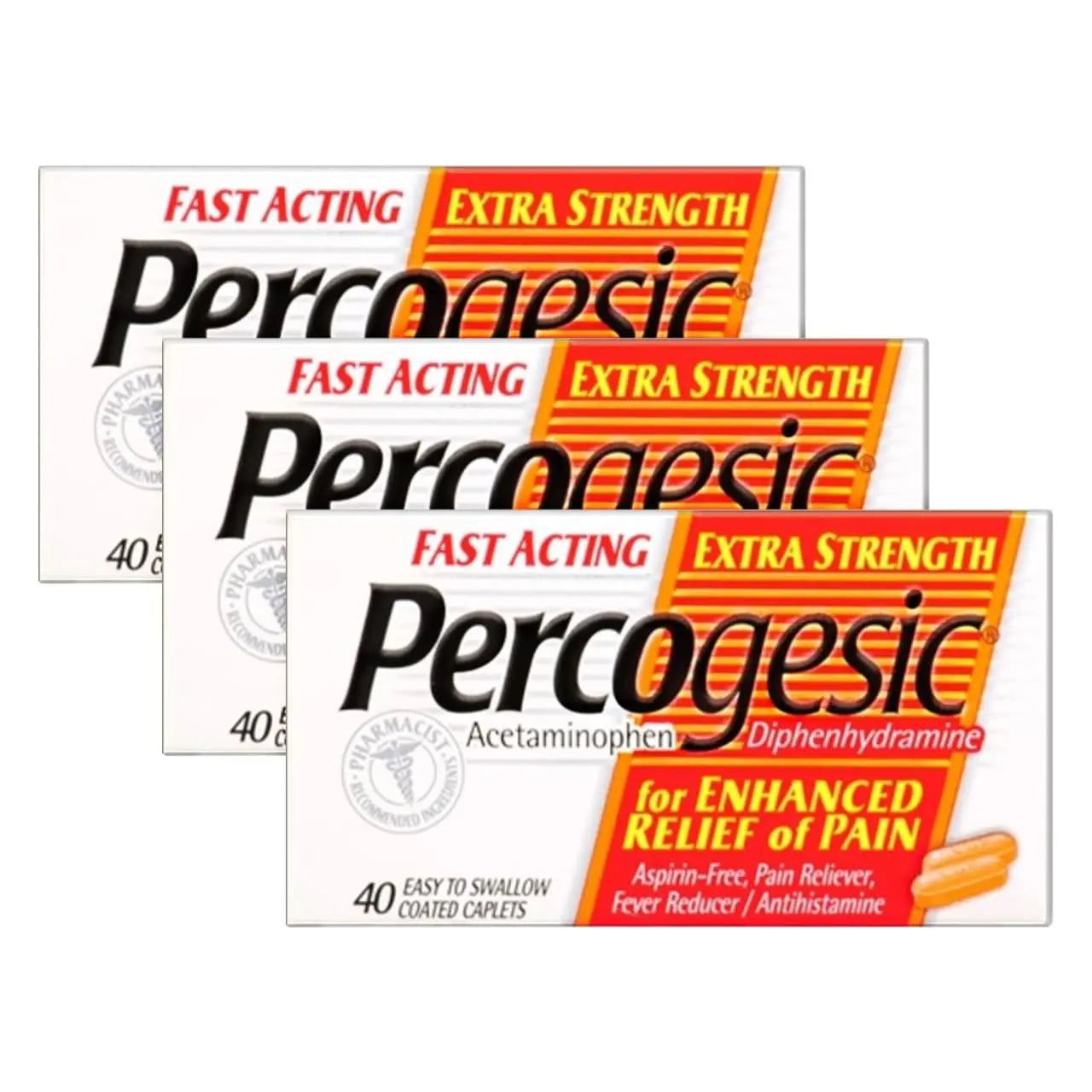 Percogesic Extra Strength Pain Relief | Aspirin Free Dual Action Relief | 40 Coated Caplets (3 Pack) Percogesic buy supplements canada
