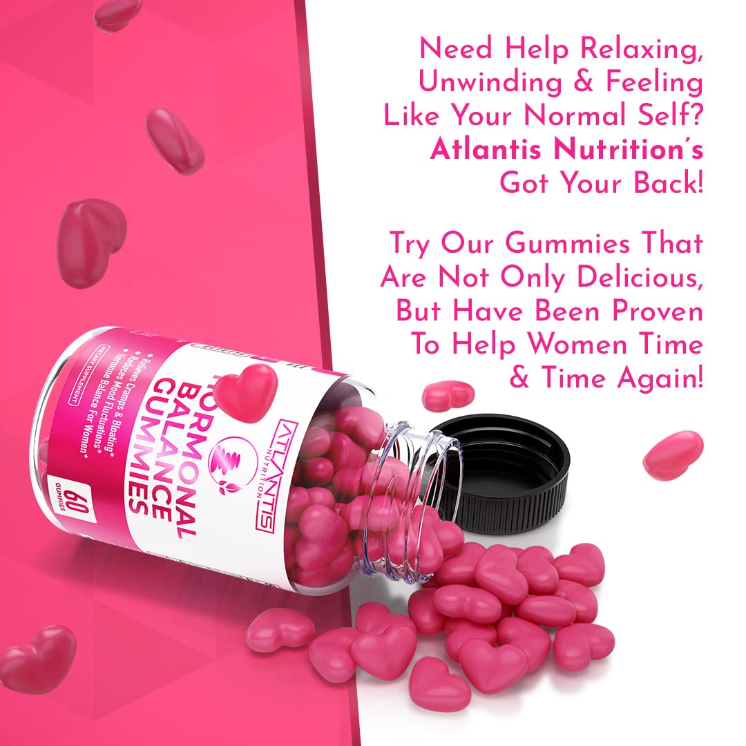 Atlantis Nutrition Hormonal Balance for Women & PMS Relief Gummies - Alleviates Cramps, Bloating, Mood Swings, Hot Flashes & Night Sweats - Cranberry, Dong Quai & Chasteberry Menstrual Cramp Relief Atlantis Nutrition buy supplements canada