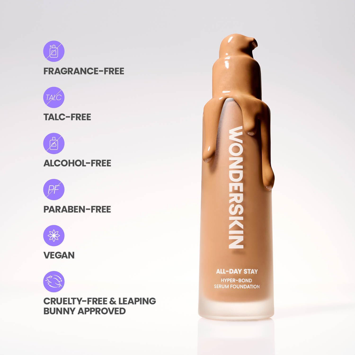 Wonderskin Hyper Bond All-Day Stay Serum Foundation – Waterproof, Transfer-Proof, 24HR Longwear Face Makeup with Niacinamide & Hyaluronic Acid – Lightweight, Natural Finish (Moonstone) Wonderskin buy supplements canada