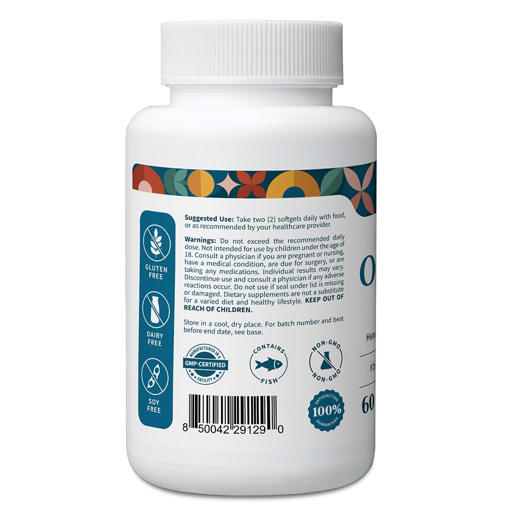 Pattern Wellness Omega 3 Softgels - Pure Fish Oil Formula - Helps Maintain Brain, Heart & Joint Health - 3rd Party Lab Tested - Non-GMO, Dairy-Free, Gluten-Free - 60 Softgels Pattern Wellness buy supplements canada