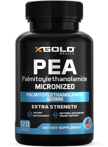 Palmitoylethanolamide Pea Supplement 600 mg | Micronized Pea 99% Highly Purified and Bioavailable | Made in USA | Supplement for Men and Women - 120 Capsules X Gold Health buy supplements canada
