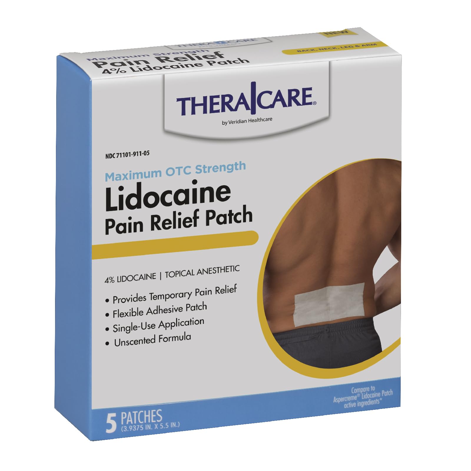 Thera|Care Pain Relief Patch | 4% Lidocaine Patch | 3.9” x 5.5” | 5-Count Box Thera Care buy supplements canada